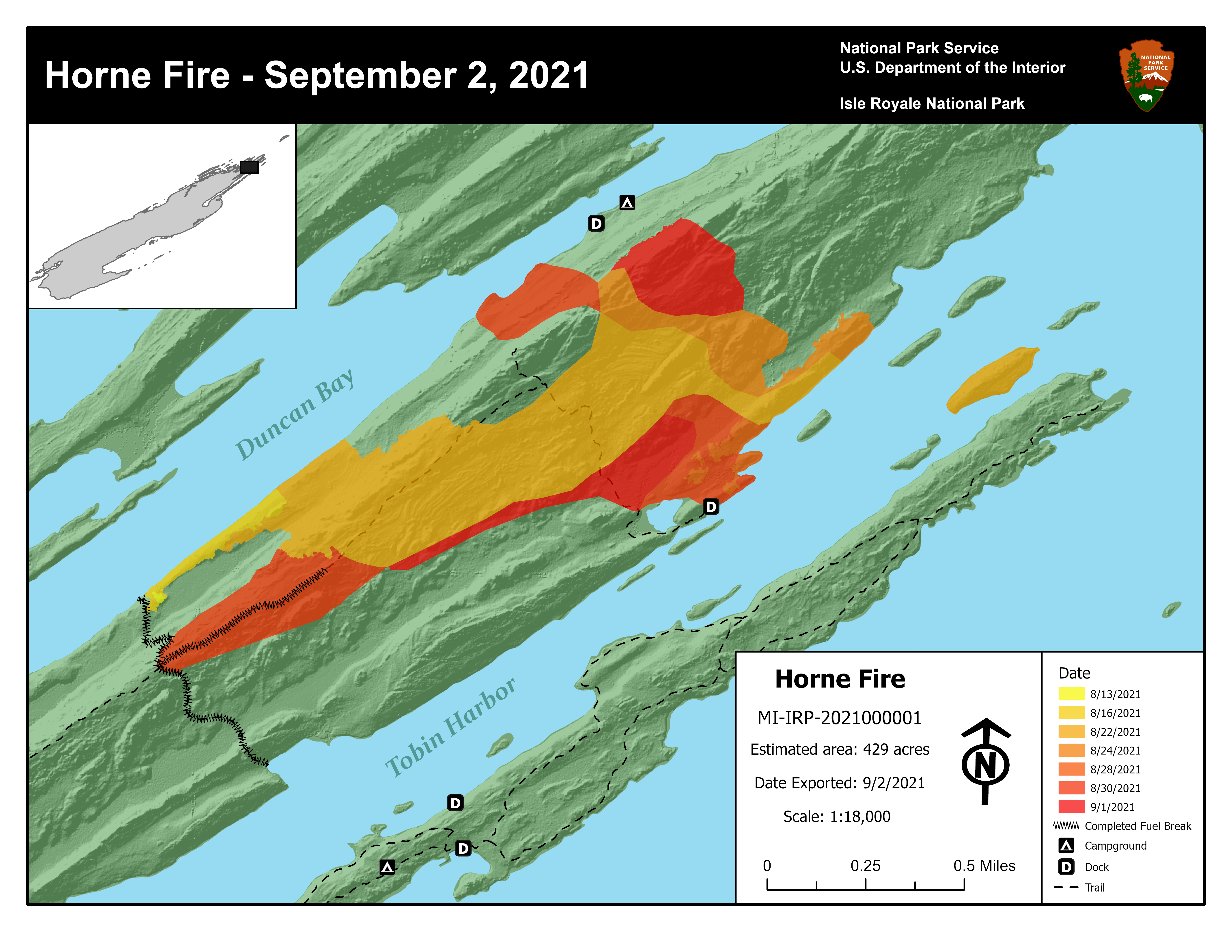 Horne Fire Map updated 9/2/21