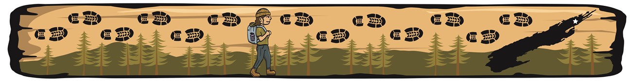 A graphic banner of a hiker walking in a forested landscape. A map of Isle Royale is on the right.
