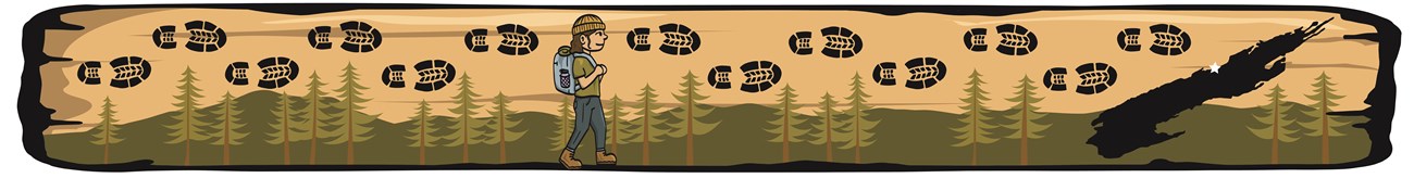 A graphic banner of a hiker walking in a forested landscape. A map of Isle Royale is on the right.