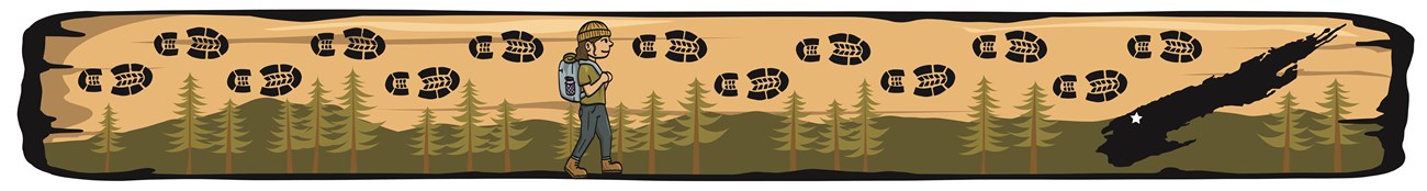A graphic banner of a hiker walking in a forested landscape. A map of Isle Royale is on the right.