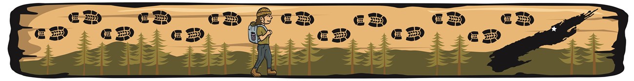 A graphic banner of a hiker walking in a forested landscape. A map of Isle Royale is on the right.