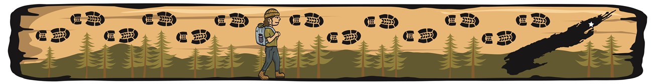 A graphic banner of a hiker walking in a forested landscape. A map of Isle Royale is on the right.
