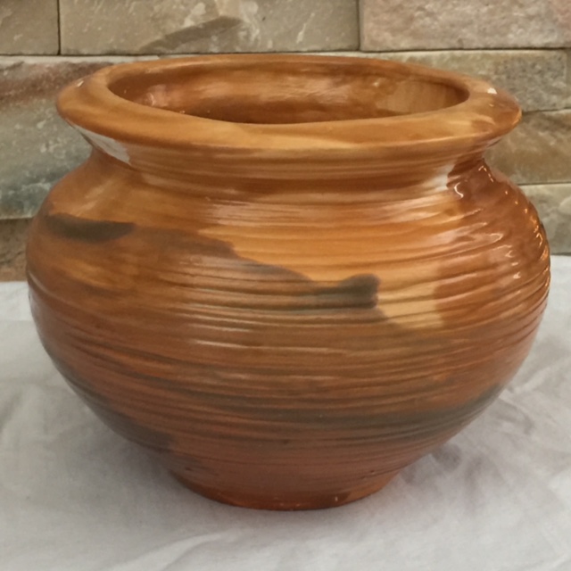 Gabe Clark, 2018 Teen Artist Exploration Artwork Submission Large ceramic pottery with a copper glaze