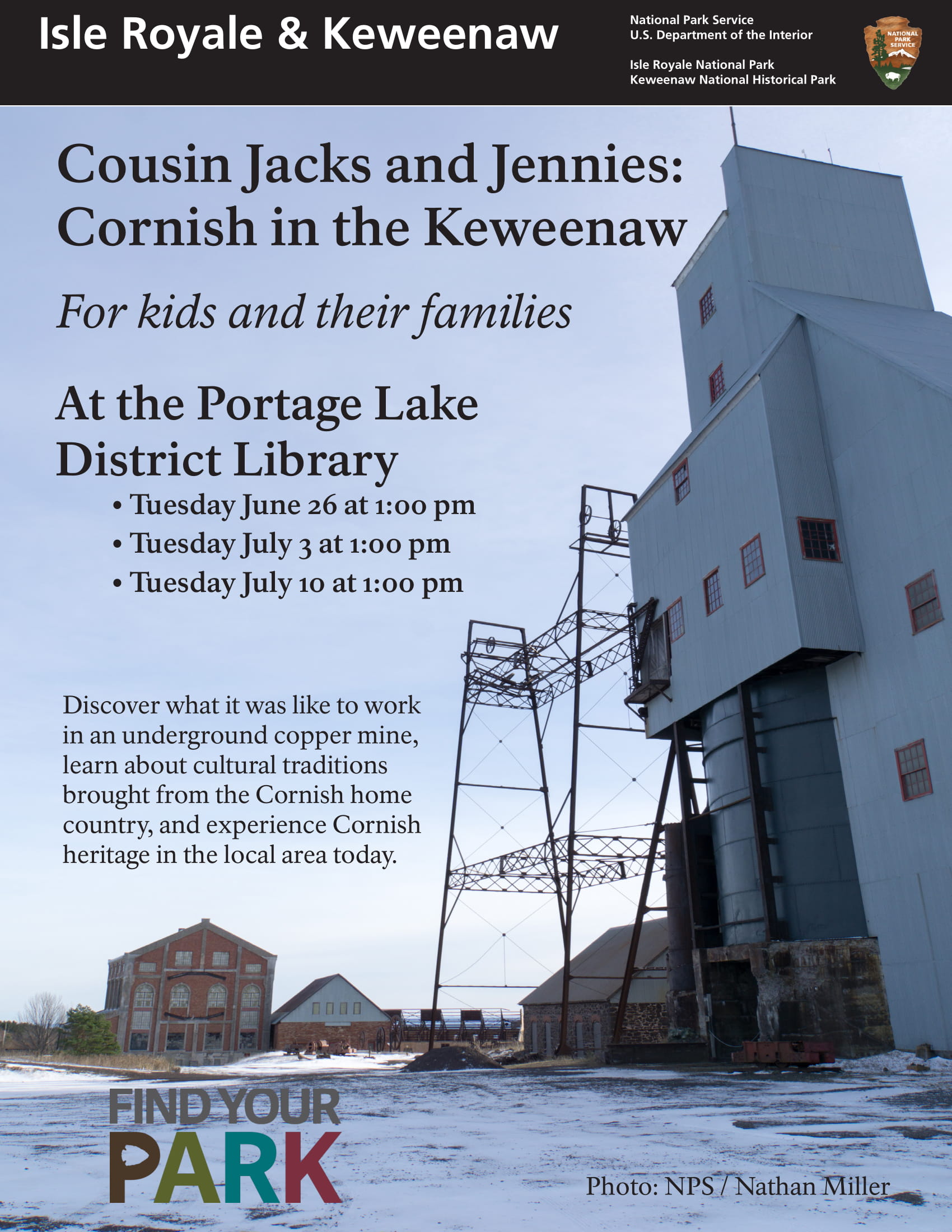 ISRO-KEWE Library Program Poster June-July 2018 Cornish Immigrant-1 Poster with description and dates for library programs