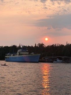 Ranger III ferry docked with sunset