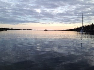 Sunset view of Rock Harbor Channel from Rock Harbor