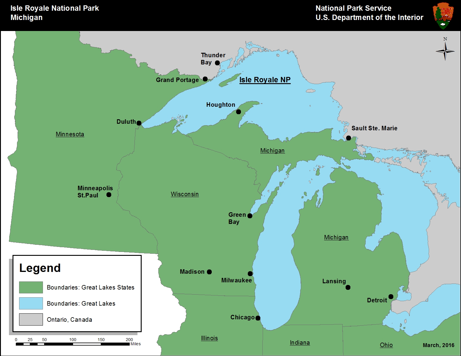 Isle Royale Mileage Chart