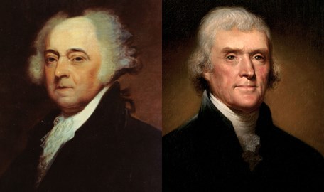 president John Adams on the left and president Jefferson on the right