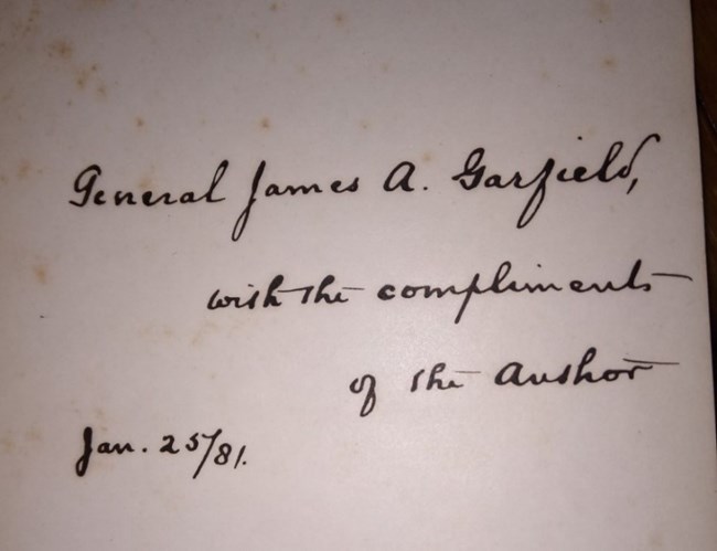 inscription handwritten inscription from 1881 to Pres. Garfield