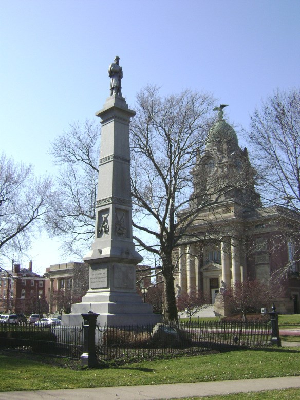 Painesville, Ohio Veteran's Memorial a stone structure honoring the men who fought in the Civil War from Lake County, Ohio