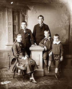 4 boys and 1 girl gathered for a photo