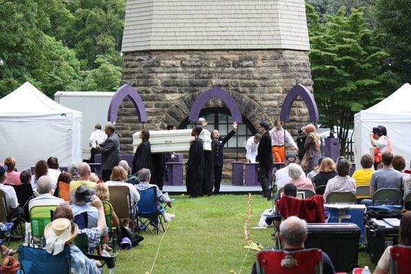 shakespeare Actors perform a play while outside