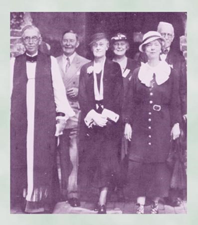 Miss Bagby in 1935 in front of the Jamestown Memorial Church