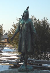 One of the many interpretations of how Pocahontas looked, her statue at Historic Jamestowne.