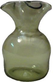 Four lipped green glass vase