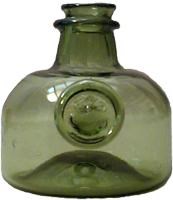 Replica of a green glass 1680's-1700 wine bottle from Jamestown