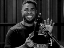 man playing tambourine