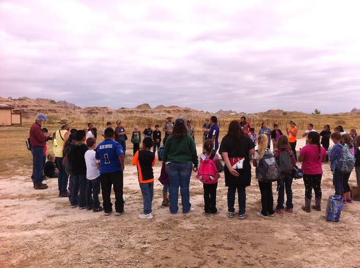 Rockyford students with Ranger Ed Welsh at Badlands National Park.