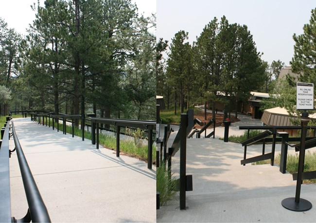 Stairs and ramps to Visitor Center