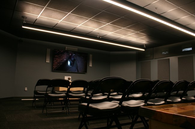 Interior of Jewel Cave National Monumetns theatre Building.