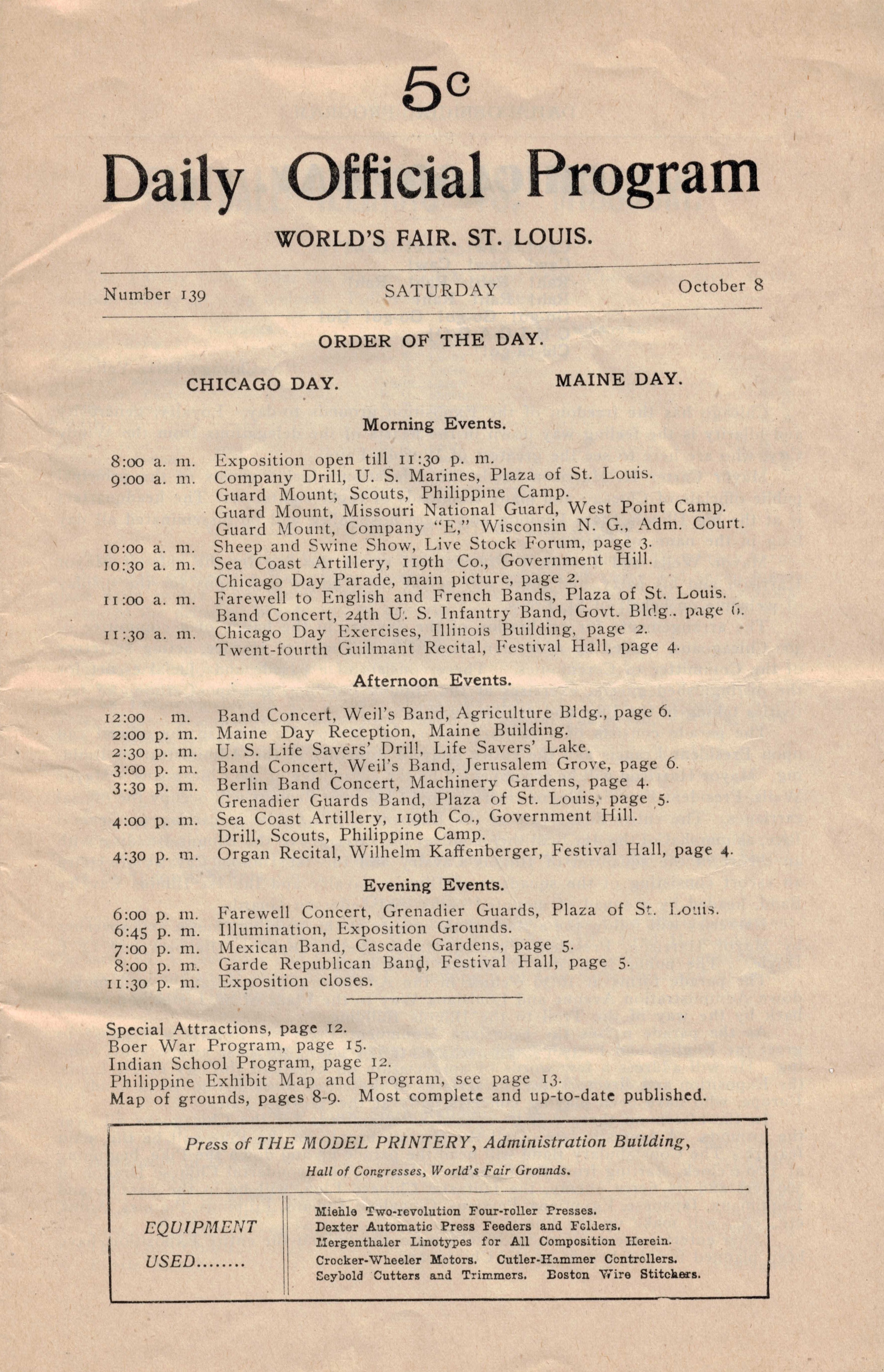 program schedule