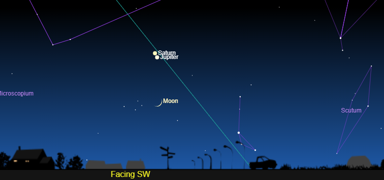 Facing Southwest on Dec 16 star map