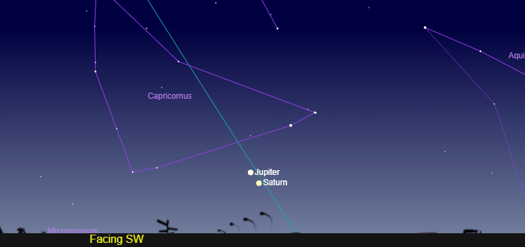 Facing Southwest Saturn appears on Dec. 31 Facing Southwest Saturn appears on Dec. 31