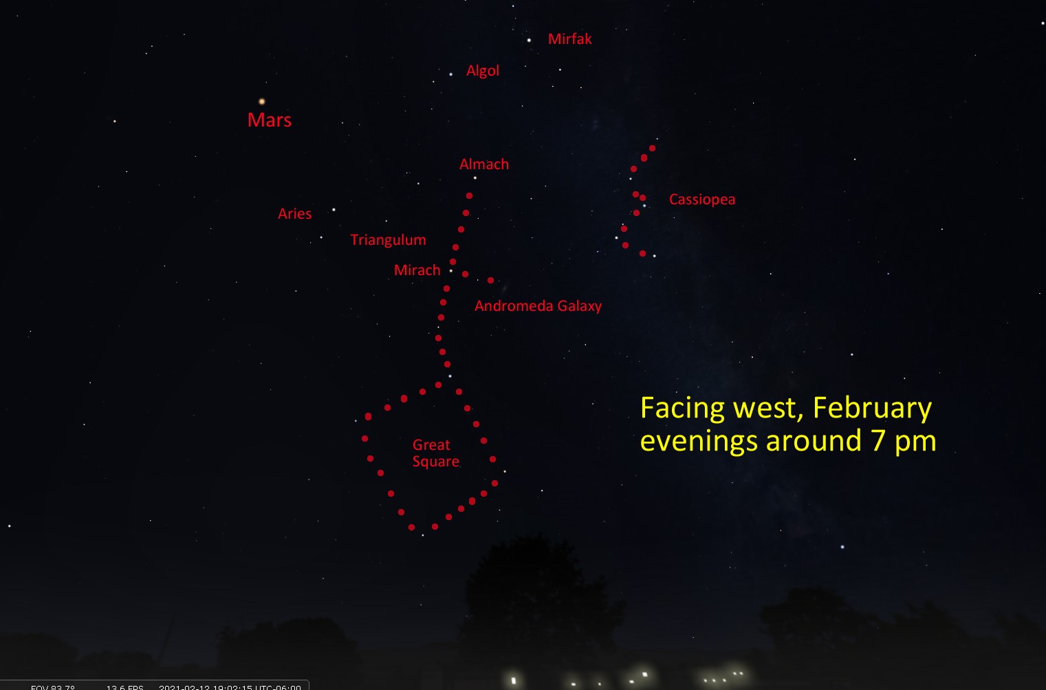 Great Square Facing West Andramoda Galaxy
