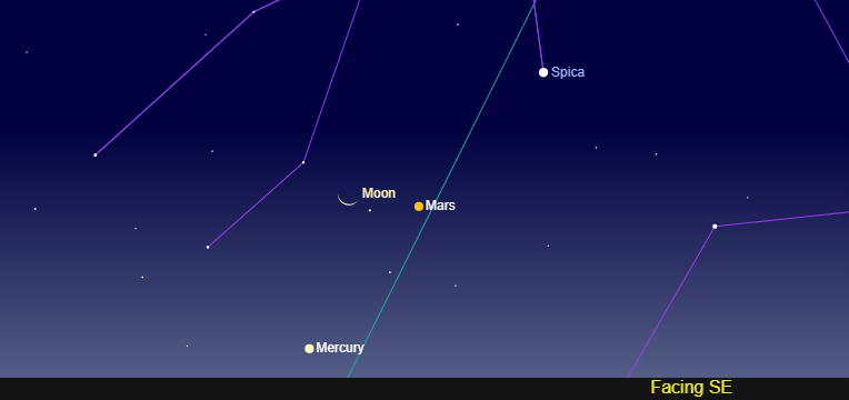 Mercury, Mars, and the crescent moon can be spotted the morning of November 24 Mercury, Mars, and the crescent moon can be spotted the morning of November 24