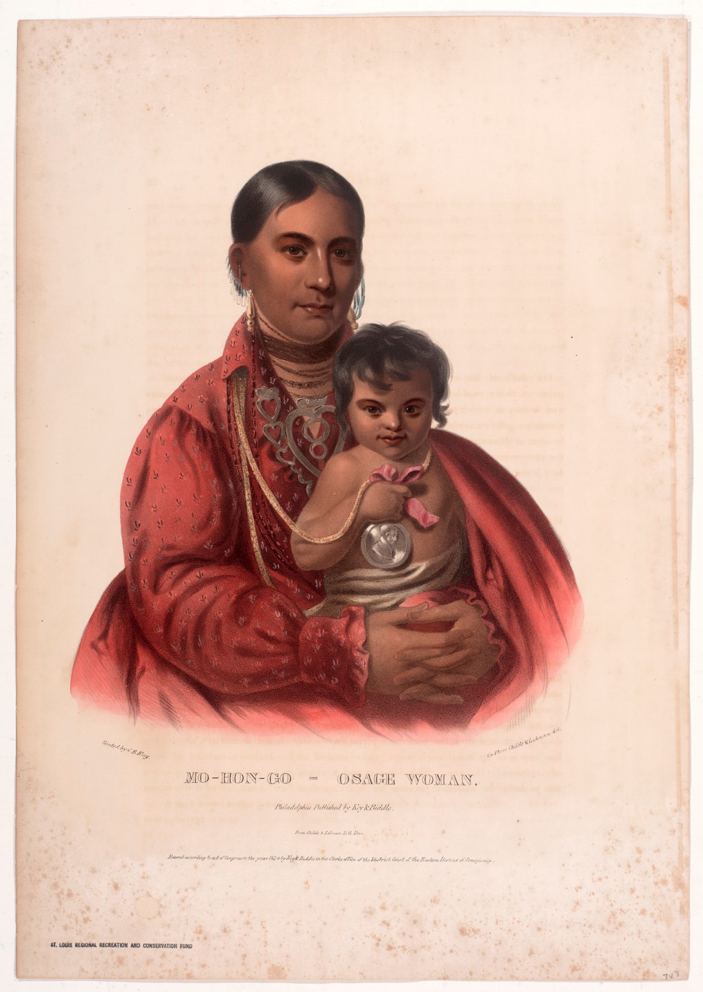 lithograph of Mohongo and her baby lithograph of Mohongo and her baby