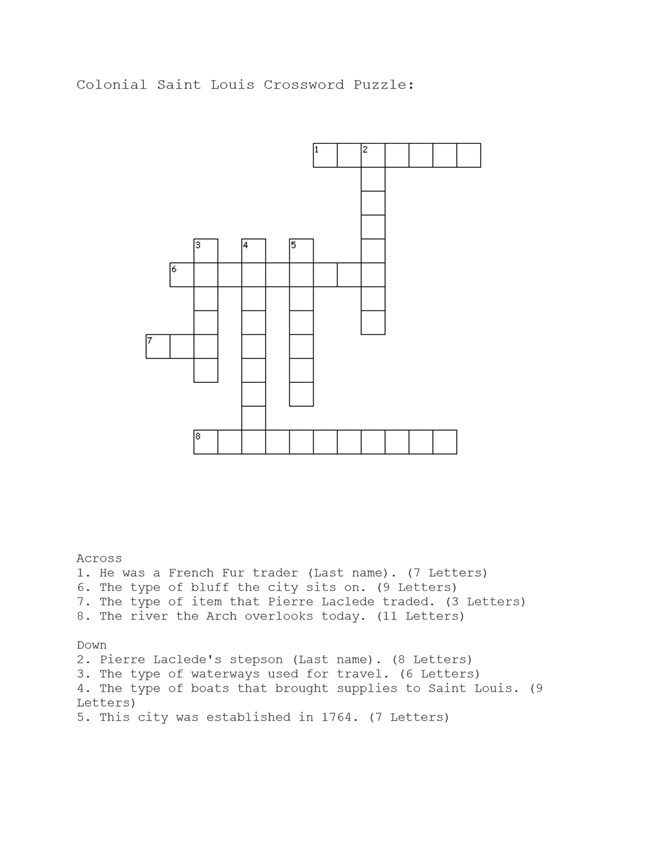Colonial Crossword Puzzle