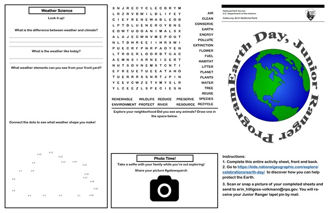 Earth Day Junior Ranger Booklet page 1