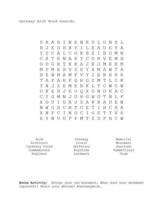 Gateway Arch Word Search