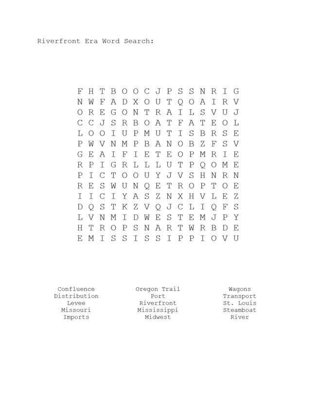 Riverfront Era Word Search