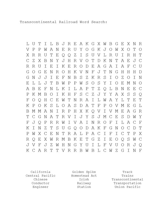 Railroad Word Search