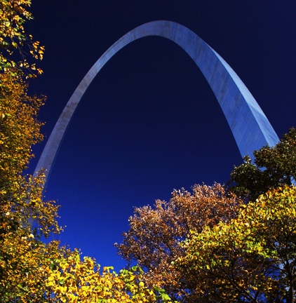 colorful trees and the Arch