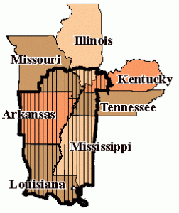 Grant_Map Map of MO, IL, AR, TN, LA, and MS
