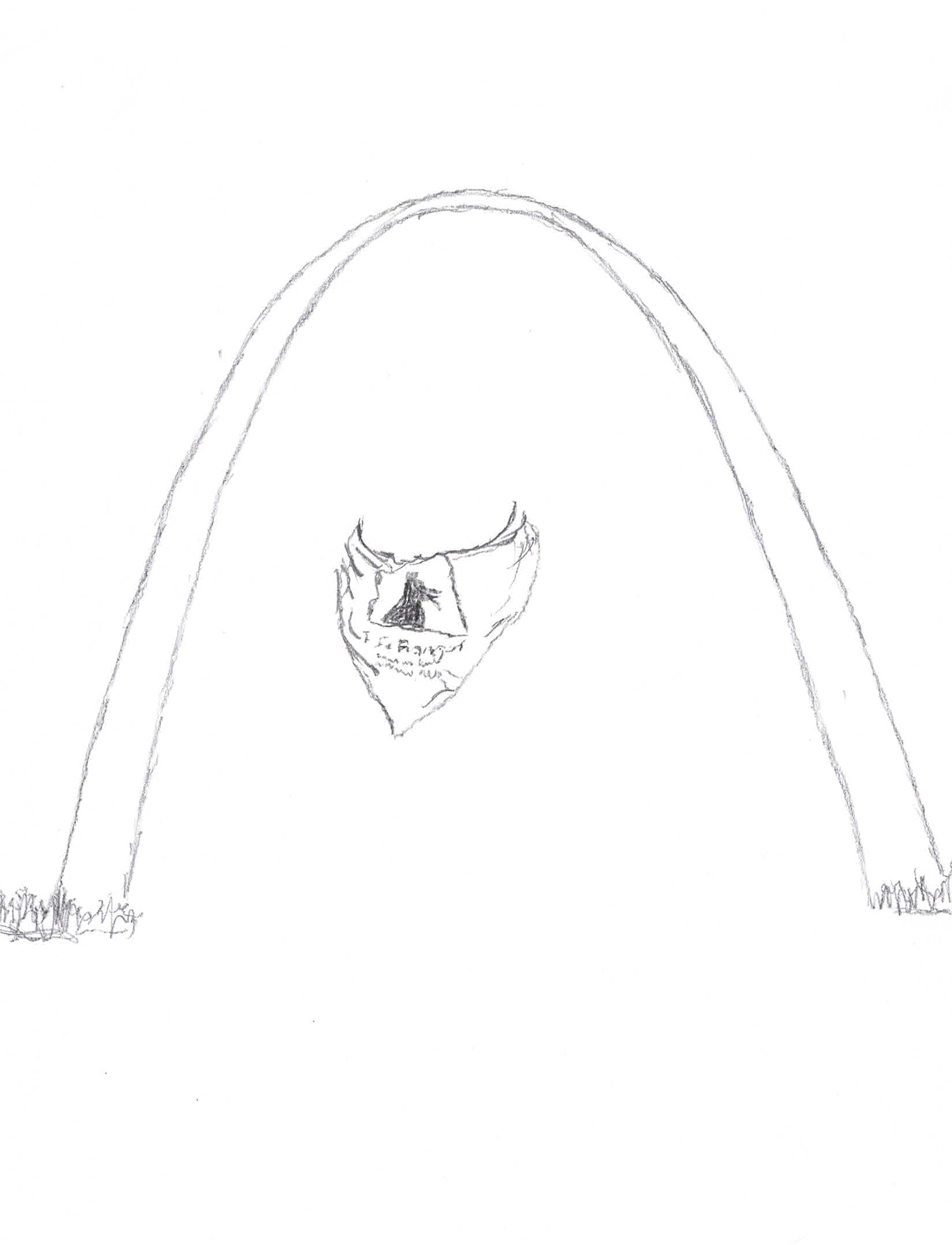 Arch and dog bandana between Arch legs