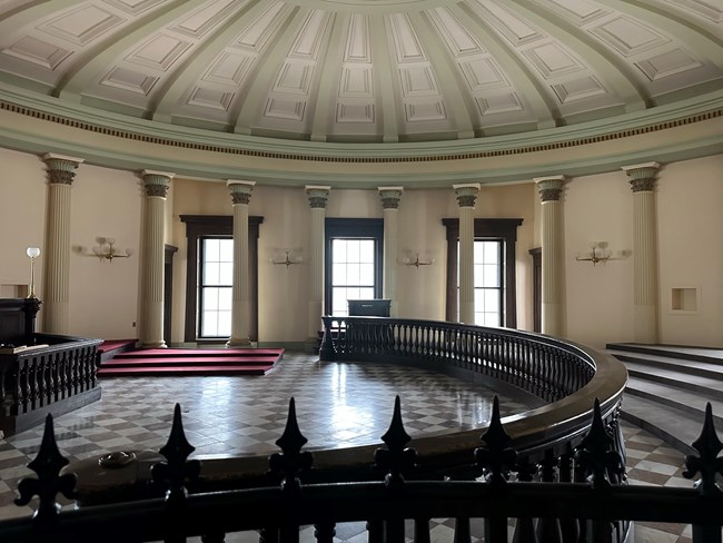 a courtroom without any furniture inside
