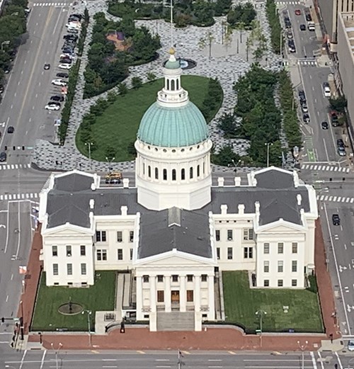 Old Courthouse shot from the top of the Gateway Arch