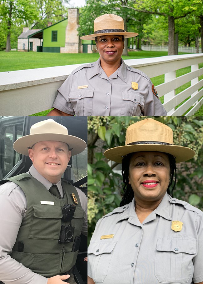 3 panelists for todays discussion. Three uniformed National Park Service employees. 2 women and one man.