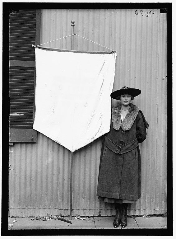 Photo of women with a blank banner so you can create your own banner