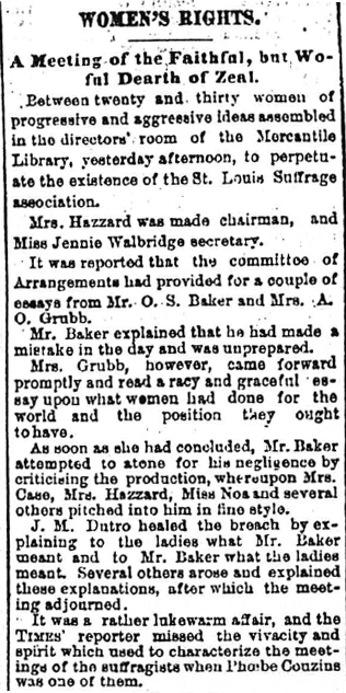 Old Newspaper article of Women's Rights