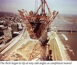 View of the north leg of the arch during construction View of the north leg of the arch during construction