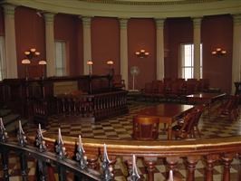 Restored courtroom in the west wingof the Old Courthouse.