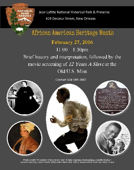 An advertising flier featuring photos of notable African Americans associated with New Orleans