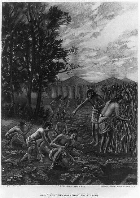 Drawing from 1892 depicting Native American mound builders