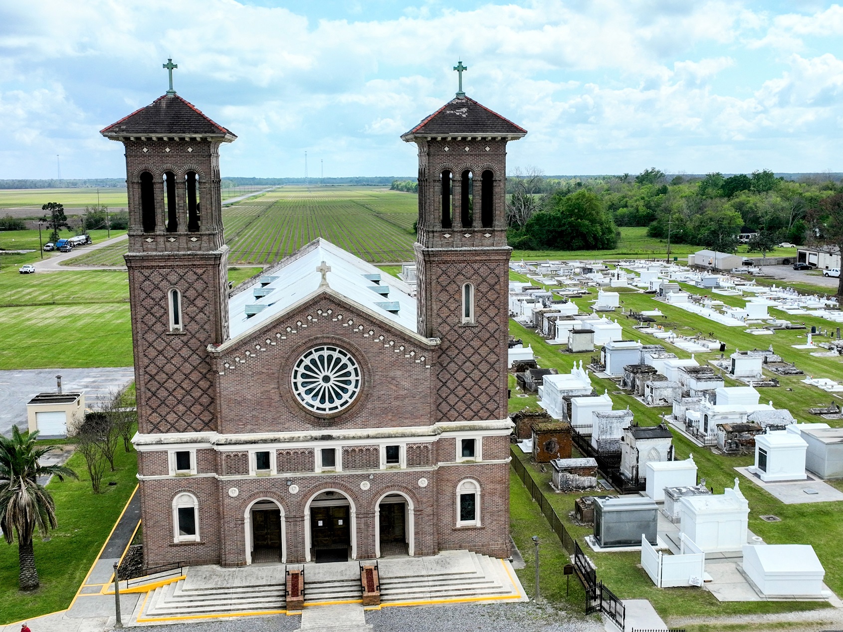 St. John the Baptist Church and Cemetery masonry church next to cemetery