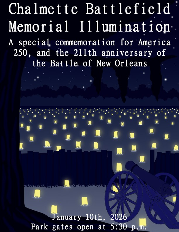 A graphic image showing small luminarias dispersed among the battlefield
