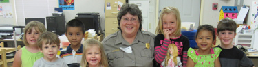 Ranger Patty Kuehn visits the classroom.